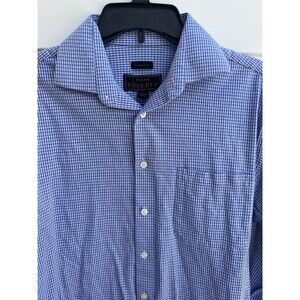 JOSEPH A BANK Reserve￼ Tailored Fit Dress Shirt Blue Check Long Sleeve 15-1/2 33